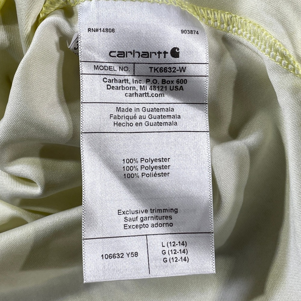 Carhartt Force Sun Defender Shirt Women Large Yellow Acid Wash Long Sleeve Light - Picture 10 of 11